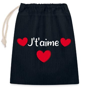 Saint-Valentin cœur rouge, st.valentin - Sac cadeau en coton avec cordon (25 x 30 cm) - bleu marine - Devant