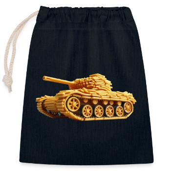 Pommes Panzer | Fries Tank - Verschließbarer Geschenkbeutel aus Baumwolle (25x30cm) - Navy - Vorne