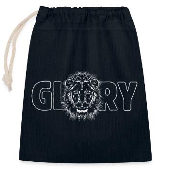 Lion « GLOIRE » - Sac cadeau en coton avec cordon (25 x 30 cm) - bleu marine - Devant