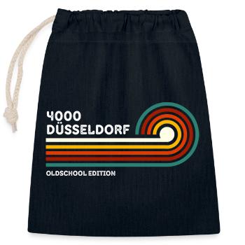 Düsseldorf Retro Shirt 4000 PLZ Postleitzahl  - Verschließbarer Geschenkbeutel aus Baumwolle (25x30cm) - Navy - Vorne