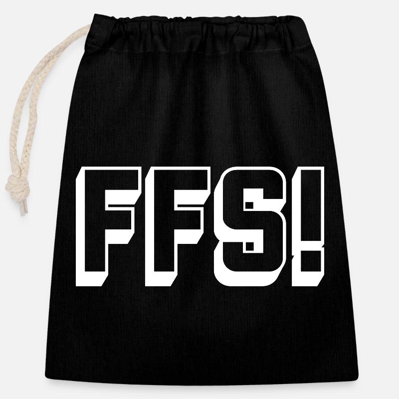 swear_FFS_white - Sac cadeau en coton avec cordon (25 x 30 cm) - noir