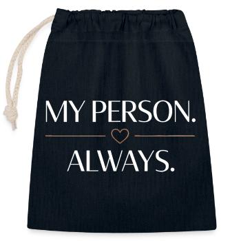 My Person. Always. – Romantischer Herz Spruch - Verschließbarer Geschenkbeutel aus Baumwolle (25x30cm) - Navy - Vorne