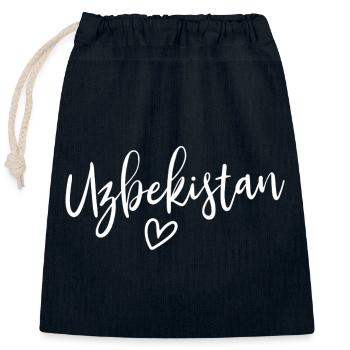Cœur des femmes d’Ouzbékistan Amour Ouzbékistan - Sac cadeau en coton avec cordon (25 x 30 cm) - bleu marine - Devant