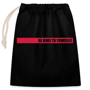soyez gentil avec vous-même - Sac cadeau en coton avec cordon (25 x 30 cm) - noir - Devant