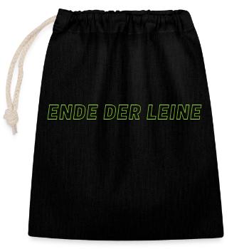 Ende der Leine - Verschließbarer Geschenkbeutel aus Baumwolle (25x30cm) - Schwarz - Vorne