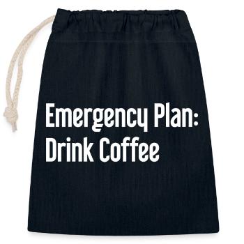 Coffee Contingency Plan - Closable cotton gift bag (25x30cm) - navy - Front