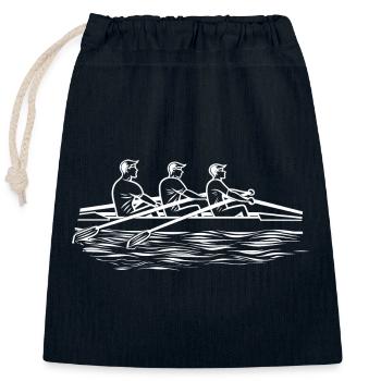 Rowing Team Line Art - Closable cotton gift bag (25x30cm) - navy - Front