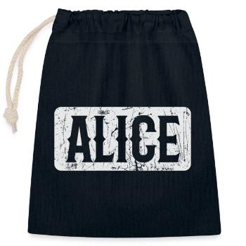 Alice Motto Saying Woman First Name - Closable cotton gift bag (25x30cm) - navy - Front