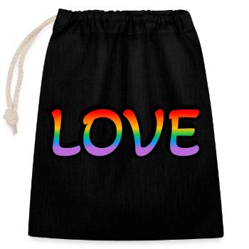 Amour arc-en-ciel rétro - Sac cadeau en coton avec cordon (25 x 30 cm) - noir - Devant