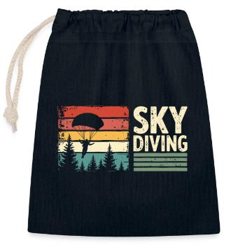 Skydiving Vintage Retro Sunset - Closable cotton gift bag (25x30cm) - navy - Front
