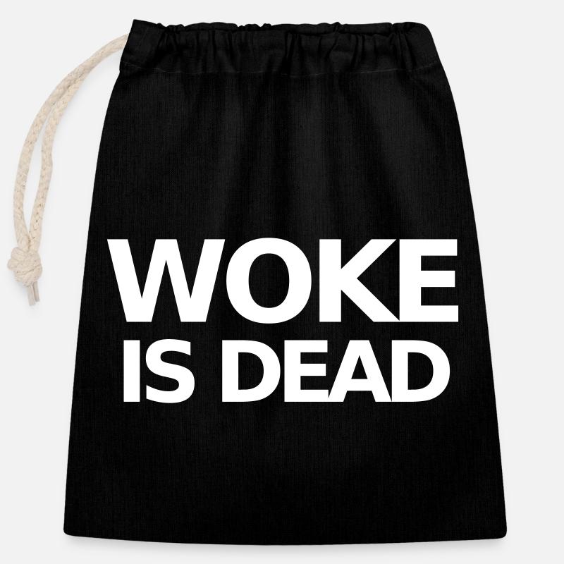 Woke is Dead Statement - Closable cotton gift bag (25x30cm) - black