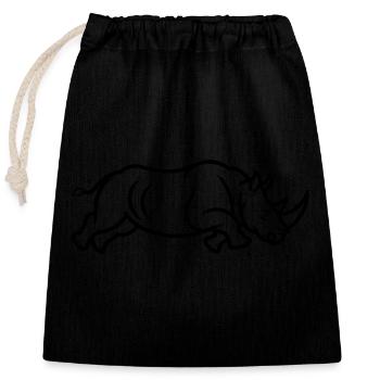 Mighty Rhino - Sauberes Tierdesign - Verschließbarer Geschenkbeutel aus Baumwolle (25x30cm) - Schwarz - Vorne