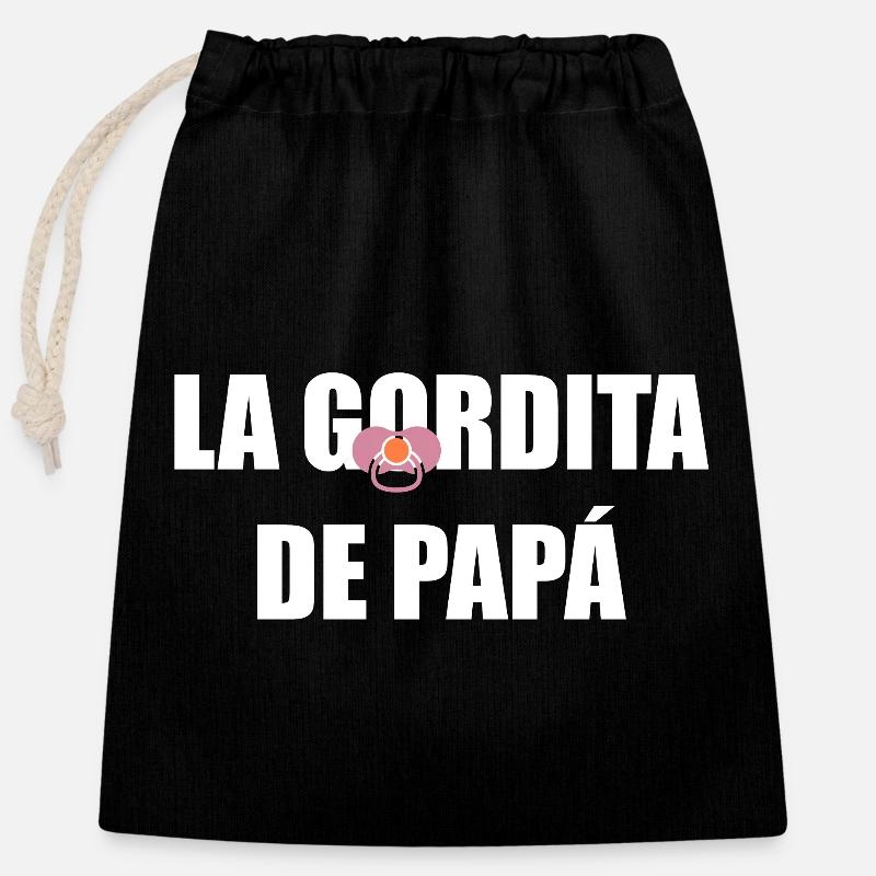 Le potelé de papa en BLANC - Sac cadeau en coton avec cordon (25 x 30 cm) - noir