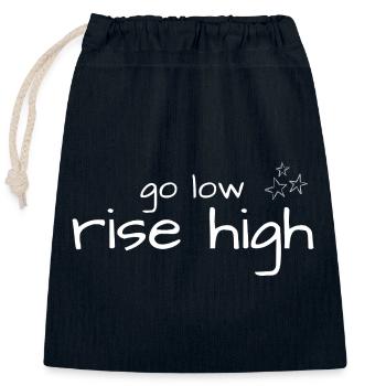 Go Low. Rise High. No spell, your mantra - Closable cotton gift bag (25x30cm) - navy - Front