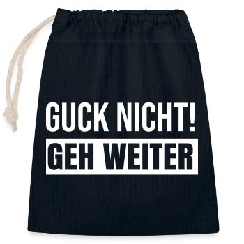Guck nicht geh weiter - Verschließbarer Geschenkbeutel aus Baumwolle (25x30cm) - Navy - Vorne