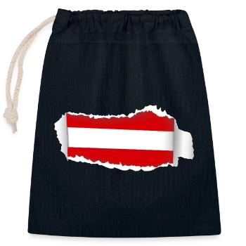 Cracked Austria Flag - Closable cotton gift bag (25x30cm) - navy - Front