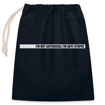 not antisocial anti stupid - Closable cotton gift bag (25x30cm) - navy - Front
