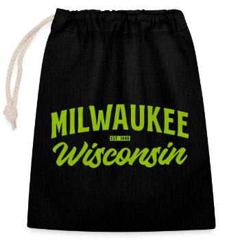 Milwaukee Wisconsin Vintage Script - Verschließbarer Geschenkbeutel aus Baumwolle (25x30cm) - Schwarz - Vorne