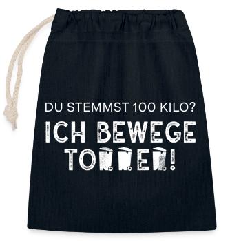 Ich bewege Tonnen - Müllfahrer/Müllabfuhr/Müllmann - Verschließbarer Geschenkbeutel aus Baumwolle (25x30cm) - Navy - Vorne
