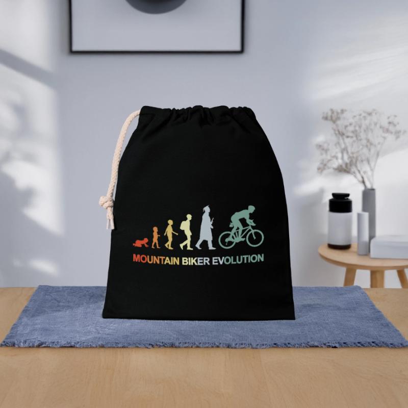 Mountainbiker Evolution Verschließbarer Geschenkbeutel aus Baumwolle (25x30cm)