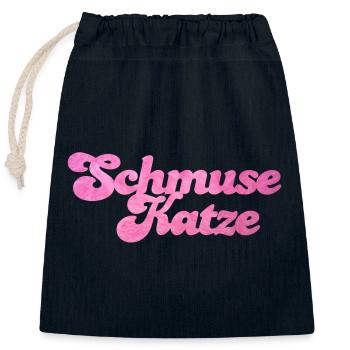 Schmusekatze Katze Handschrift Fell flauschig - Verschließbarer Geschenkbeutel aus Baumwolle (25x30cm) - Navy - Vorne