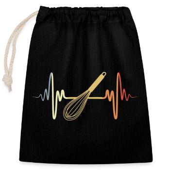 Batteur à main Vintage - Sac cadeau en coton avec cordon (25 x 30 cm) - noir - Devant