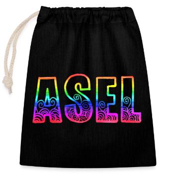 asel rs regenbogen - Verschließbarer Geschenkbeutel aus Baumwolle (25x30cm) - Schwarz - Vorne