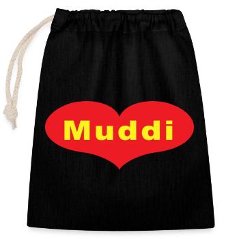 Muddi - Verschließbarer Geschenkbeutel aus Baumwolle (25x30cm) - Schwarz - Vorne