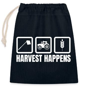 The harvest is taking place - Closable cotton gift bag (25x30cm) - navy - Front