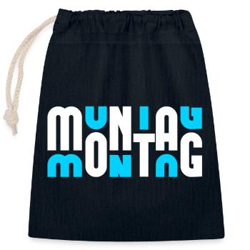 Motiv Montag Weiß/Cyan - Verschließbarer Geschenkbeutel aus Baumwolle (25x30cm) - Navy - Vorne