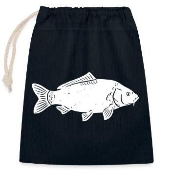 Silhouette de carpe dans la pêche grunge brute - Sac cadeau en coton avec cordon (25 x 30 cm) - bleu marine - Devant