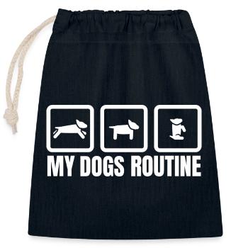 Routine de mes chiens - Sac cadeau en coton avec cordon (25 x 30 cm) - bleu marine - Devant