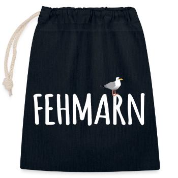 Fehmarn Möwe - Verschließbarer Geschenkbeutel aus Baumwolle (25x30cm) - Navy - Vorne