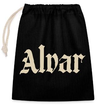 Alvar Gothic Font Design - Closable cotton gift bag (25x30cm) - black - Front