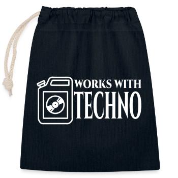 Techno Carburant - Sac cadeau en coton avec cordon (25 x 30 cm) - bleu marine - Devant