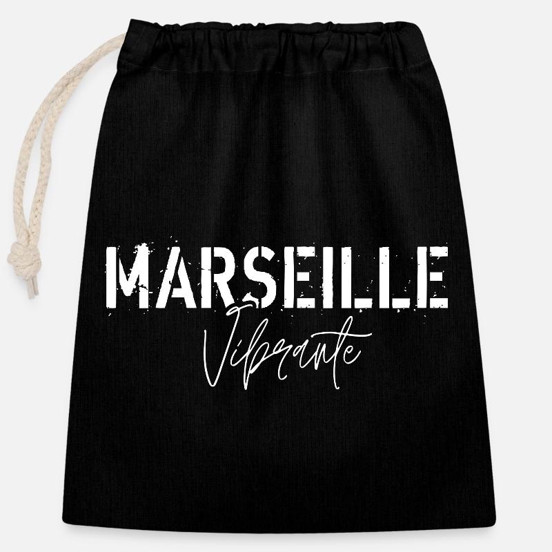 Pulsierendes Marseille - Verschließbarer Geschenkbeutel aus Baumwolle (25x30cm) - Schwarz