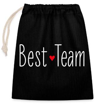 Valentine's Day Best Team Heart Couple Love - Closable cotton gift bag (25x30cm) - black - Front