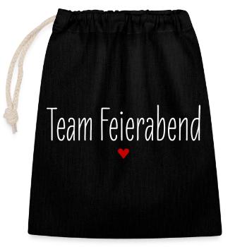 Team Feierabend, Partnerlook, Gruppenshirt, Party - Verschließbarer Geschenkbeutel aus Baumwolle (25x30cm) - Schwarz - Vorne