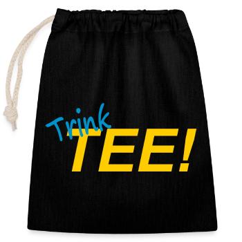 DRINK TEA! - Closable cotton gift bag (25x30cm) - black - Front