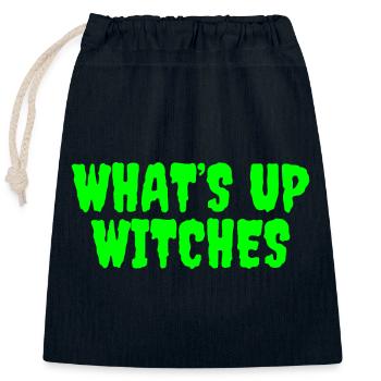 Vibrant Green Whats Up Witches Design - Closable cotton gift bag (25x30cm) - navy - Front