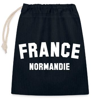 NORMANDIE, France - Sac cadeau en coton avec cordon (25 x 30 cm) - bleu marine - Devant