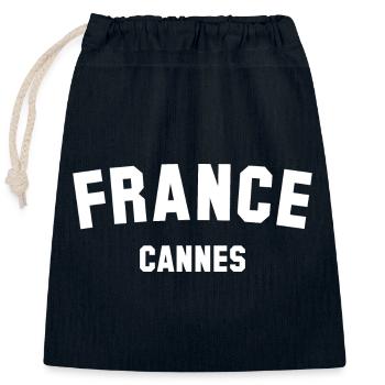 CANNES France Frankreich - Closable cotton gift bag (25x30cm) - navy - Front