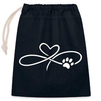 Coeur infini avec patte chat chien - Sac cadeau en coton avec cordon (25 x 30 cm) - bleu marine - Devant