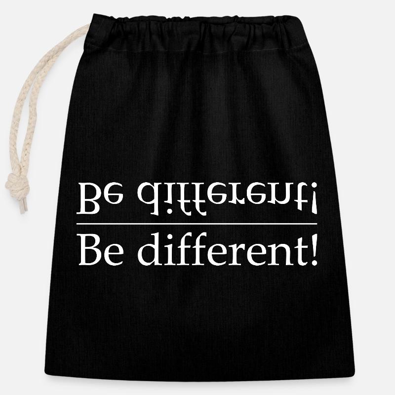 Be different contrast typography - Closable cotton gift bag (25x30cm) - black