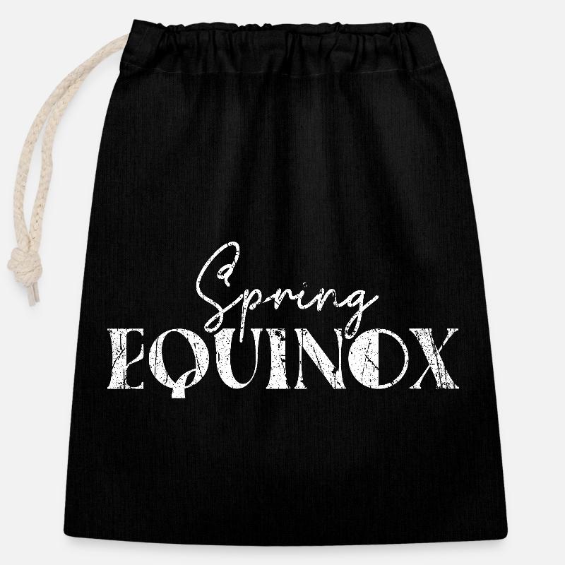 Équinoxe de printemps Équinoxe de mars Équinoxe Joyeux Pas Ostara - Sac cadeau en coton avec cordon (25 x 30 cm) - noir