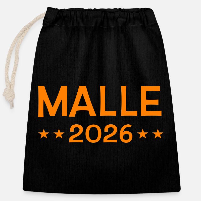 Malle 2026 - Verschließbarer Geschenkbeutel aus Baumwolle (25x30cm) - Schwarz