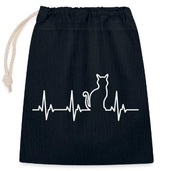 Musique pour chats - Sac cadeau en coton avec cordon (25 x 30 cm) - bleu marine - Devant