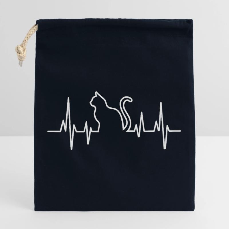 Conception de pull en forme de cœur de chat Sac cadeau en coton avec cordon (25 x 30 cm)