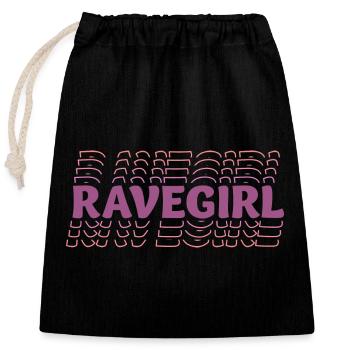 Raver girl drawing for festival, rave, EDM, dance - Closable cotton gift bag (25x30cm) - black - Front