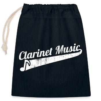 Funny Clarinet Music - Closable cotton gift bag (25x30cm) - navy - Front
